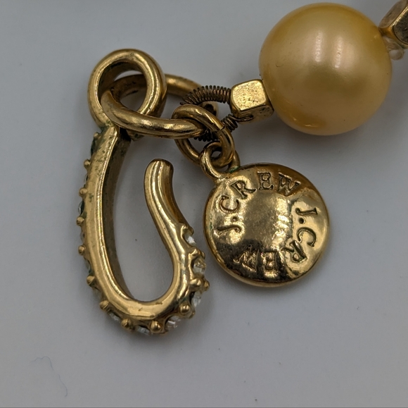 J. Crew Golden Faux Pearl Necklace Hook Clasp Retired 36" Long Marked Statement - Picture 7 of 7